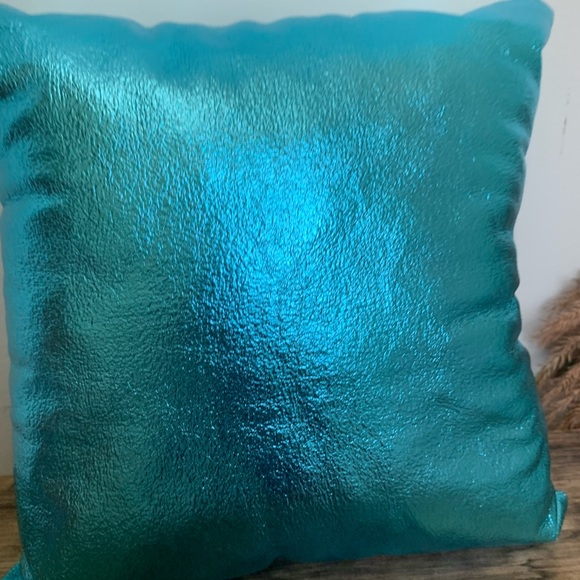 Metallic Blue Mini Throw Pillow - Picture 3 of 4